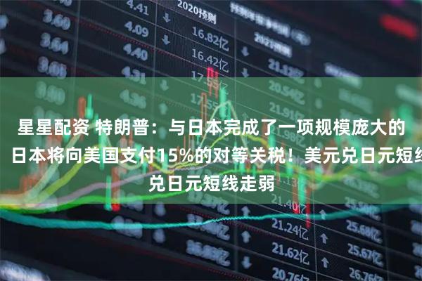 星星配资 特朗普：与日本完成了一项规模庞大的交易，日本将向美国支付15%的对等关税！美元兑日元短线走弱